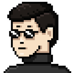 Fototapeta premium Vector Pixel Userpic of Man in Black glasses