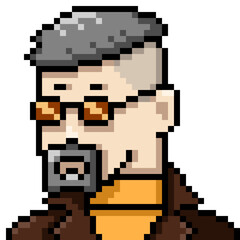 Fototapeta premium Vector Pixel Art Userpic of Man in Glasses