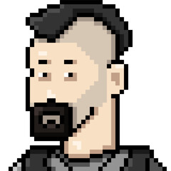 Fototapeta premium Vector Pixel Art Userpic of Man Black Mohawk
