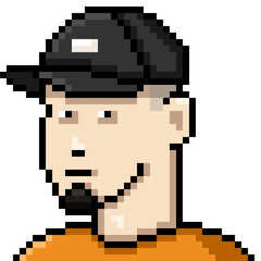 Fototapeta premium Vector Pixel Art Man with Goatee Beard