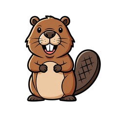 Cartoon Beaver Character Illustration on White.