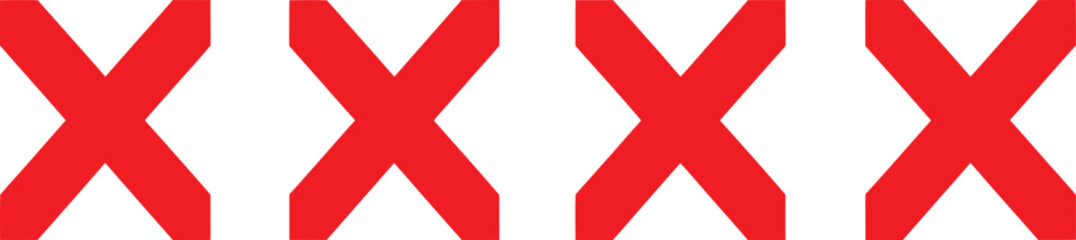 Fototapeta premium Four Large Red 'X' Marks on White Background - Negative Symbol