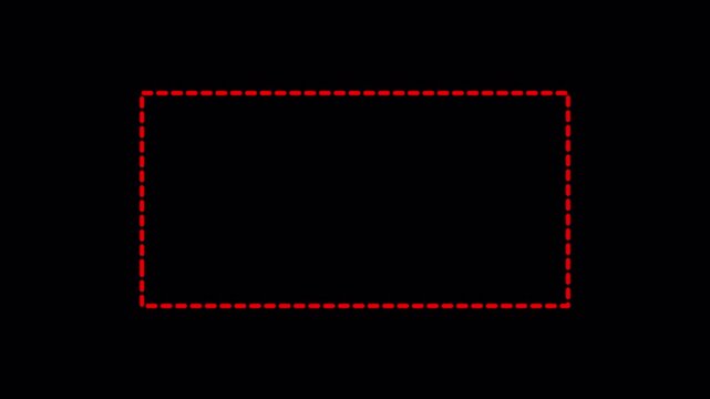 squre frame animation of dotted lined transparent background squar path animation of dotted lines for left to right in 4K animation with alpha channel 