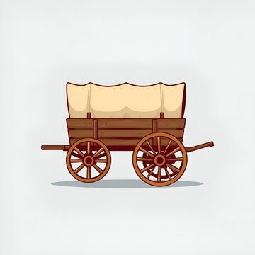 Covered wagon icon flat stock illustrations set