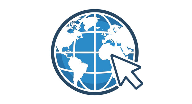 Digital Globe with Cursor Icon Representing Internet Access.