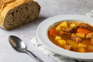 Traditional Hungarian Goulash with Bread