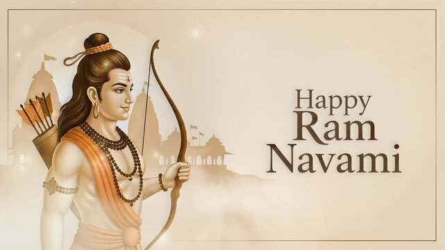 Lord Rama Happy Ram Navami Festival Hindu Deity Illustration