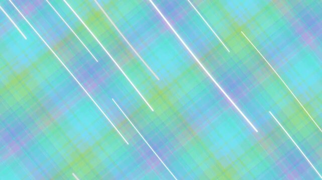 Vibrant abstract tartan moire pattern with luminous diagonal light streaks, digital art