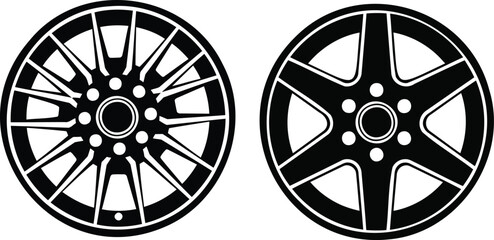 Car alloy wheels rims design set vector illustration for automotive transportation and vehicle parts