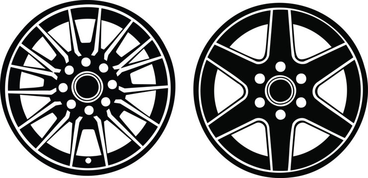 Car alloy wheels rims design set vector illustration for automotive transportation and vehicle parts