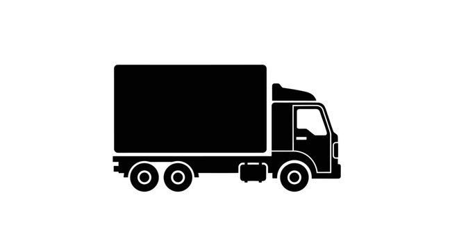 Black silhouette of a delivery truck on a white background.