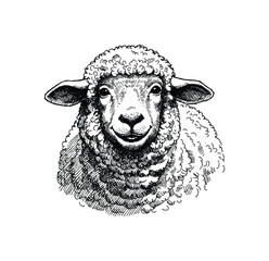 Detailed Engraving of a Sheeps Head. Hand drawn engraving style vintage vector. © Monstar Studio
