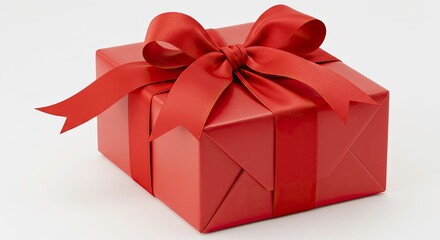 Obraz premium a decorative red gift box, often featured in stock imagery for holidays like Christmas or Valentine's Day. 