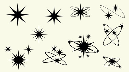 Collection of Black Starburst and Sparkle Icons. © angga