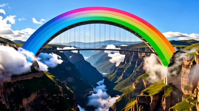 Epic Rainbow Bridge Over Deep Canyon: A CapCut AI Masterpiece