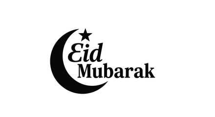 Fototapeta premium Eid mubarak greeting with a crescent moon and star silhouette