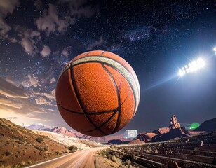 basketball ball on the sky