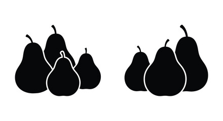 Black silhouettes of pears arranged in a simple composition silhouette © MSTALYA