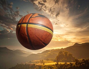 basketball ball in the sky