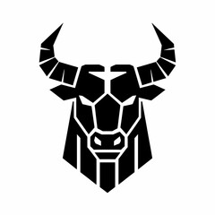 Fototapeta premium Geometric Bull Head Logo Design Black and White.