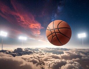 basketball ball in the sky