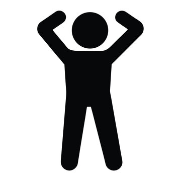 Silhouette of a person with raised arms, celebrating or surrendering gesture