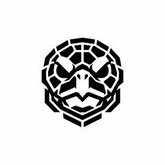 Obraz premium Stylized Geometric Turtle Head Logo Design Black and White.