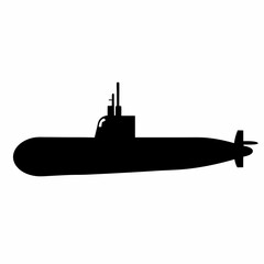 A simple vector graphic of a classic submarine silhouette against white background