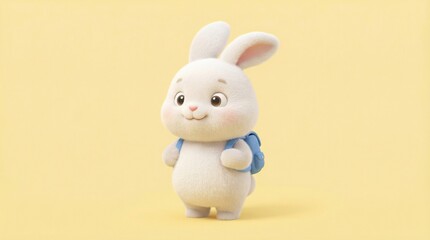 Obraz premium Adorable White Bunny Mascot Cute Fluffy 3D Rabbit Character