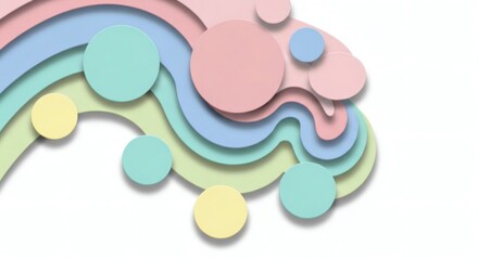 layered circles in paper-cut style with soft drop shadows and pastel tones, isolated on a white background.