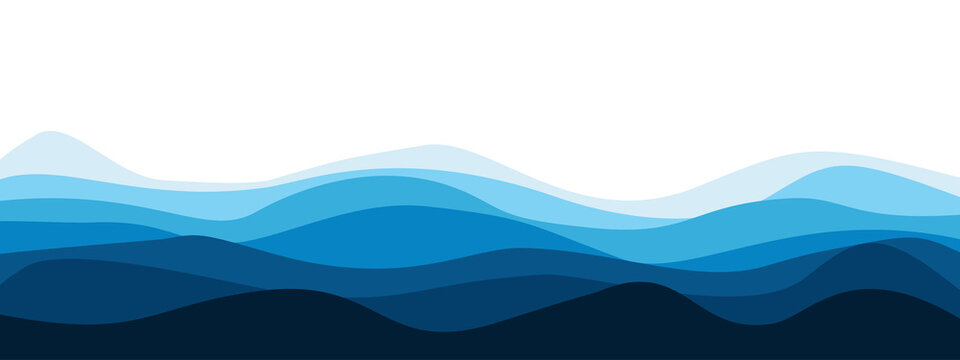Abstract blue Waves background with gradient layers for water, sea, and ocean themes. Layered blue wave pattern vector art for digital backgrounds and creative graphic projects.