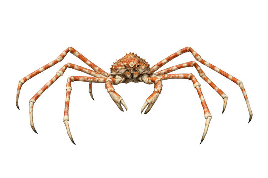 Large japanese spider crab standing, transparent background marine life