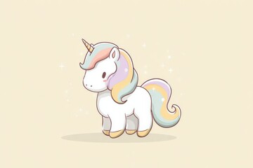 Fototapeta premium Small cute unicorn illustration with soft colors