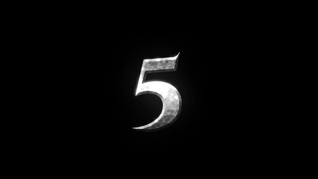 Silver metallic textured numbers counting up from zero to fifty nine on black background
