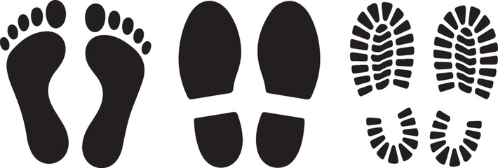 Shoe and bare foot print set