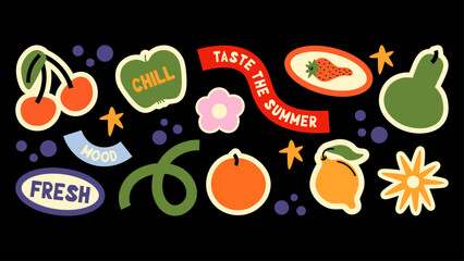 Retro Y2K doodle stickers and patches. Playful grunge labels, funky tags and stamps inspired by 90s street and hipster culture. Trendy vector pack. © cutemole