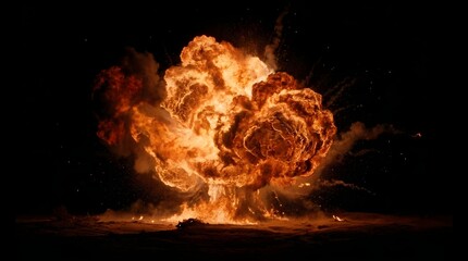 Dramatic wide capture of a massive fire scene frozen at its most powerful moment