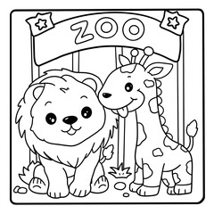 Gnome, Cute, Zoo, cartoon ,animal, coloring , coloring book, illustration