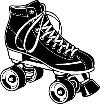 Classic Roller Skate Black and White Vector Illustration