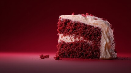 slice of red velvet cake with thick cream cheese