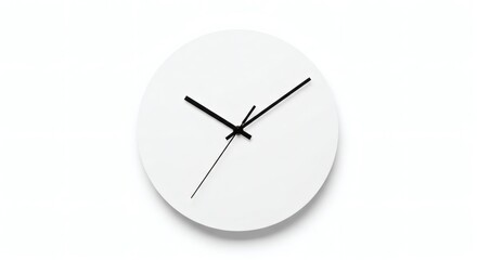 Minimalist Clock Face with Black Hands Isolated