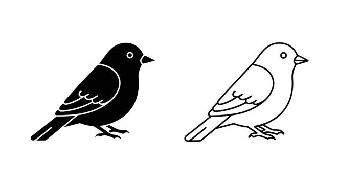 Black and white bird illustration, minimalist bird art, vector bird design, simple bird sketch Vector