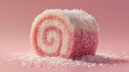 spiral-rolled piece of pink and white