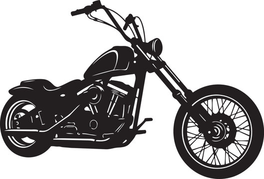 A black silhouette of a motorcycle on a white background isolated on transparent background, Vector