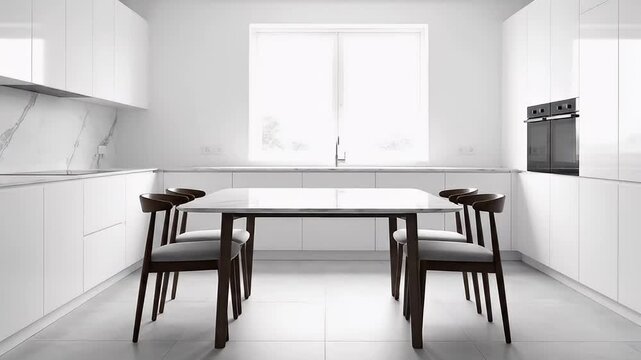 Modern kitchen interior with table.
