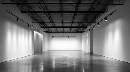 Fototapeta premium Modern empty gallery space with lights