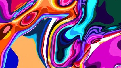 Obraz premium Vibrant Abstract Colorful Liquid Swirl Pattern with Bold Waves