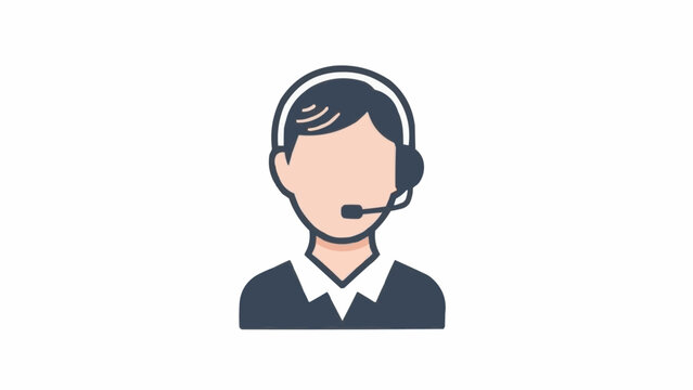 Cartoon man wearing headset and microphone.