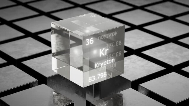 Krypton is an element on the periodic table. Krypton gas is a periodic table element. Animation of krypton gas symbol on the periodic table.