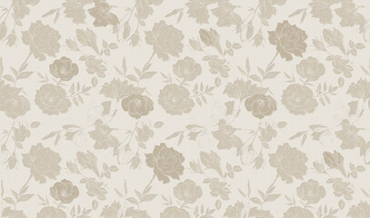 This image showcases a beautiful, classic pattern of blooming rose flowers, perfect for textile or wallpaper designs.